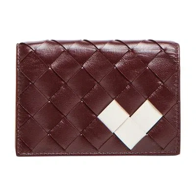 Bottega Veneta Intrecciato Zipped Cardholder In Burgundy