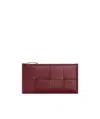 Bottega Veneta Intrecciato Zipped Cardholder In Red