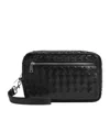 Bottega Veneta Intrecciato Zipped Clutch Bag In Black