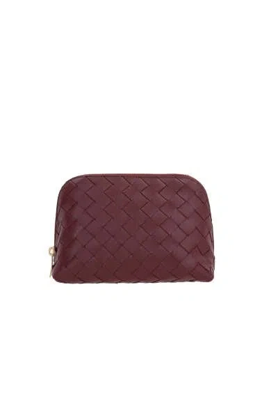 Bottega Veneta Intrecciato Zipped Pouch In Red