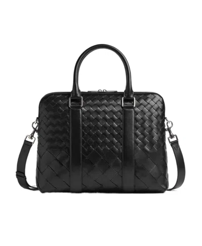Bottega Veneta Intrecciato Zipped Two-way Briefcase In Black
