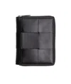 Bottega Veneta Intrecciato Zipped Wallet In Black