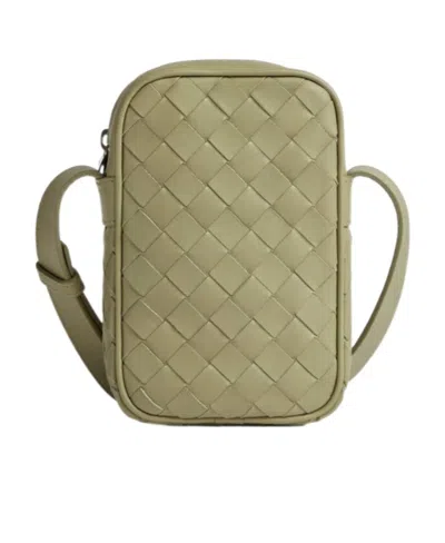 Bottega Veneta Intrecciato Zipper Phone Bag In Nude