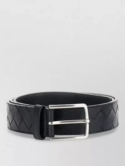 Bottega Veneta Intreccio Belt Adjustable Length Quilted Pattern In Black