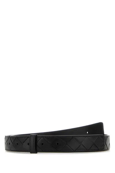 Bottega Veneta Intreccio Belt In Black