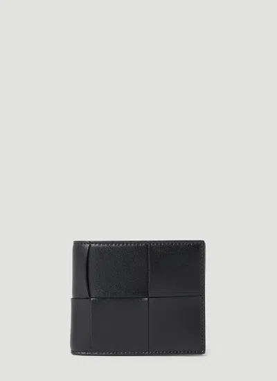 Bottega Veneta Intreccio Bi-fold Wallet In Black