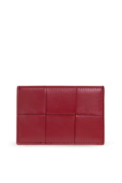 Bottega Veneta Intreccio Card Case In Red