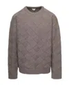 Bottega Veneta 3d Intreccio Crewneck Wool Sweater In Gray