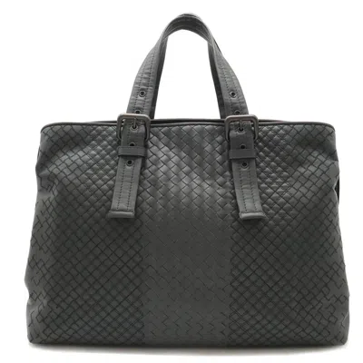 Pre-owned Bottega Veneta Intreccio Gray Leather Tote Bag ()