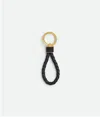 Bottega Veneta Loop Handle Braided Key Ring In Black