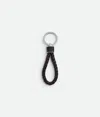 Bottega Veneta Intreccio Key Ring In Black/madder Brown