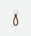 Bottega Veneta Intreccio Key Ring In Brown