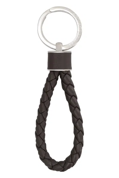 Bottega Veneta Intreccio Key Ring In Brown