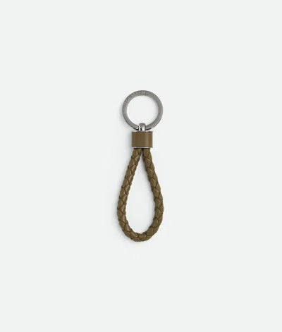 Bottega Veneta Intreccio Key Ring In Brown