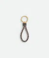 Bottega Veneta Intreccio Key Ring In Lapilli/cameo