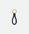 Bottega Veneta Intrecciato Leather And Gold-tone Keyring In Space