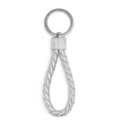 Bottega Veneta Intreccio Keyring In Silver