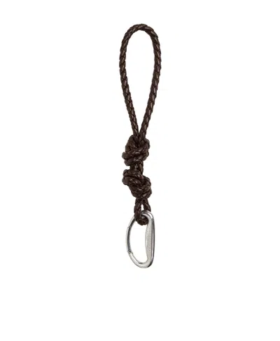 Bottega Veneta Intreccio Knitted Key Ring In Black