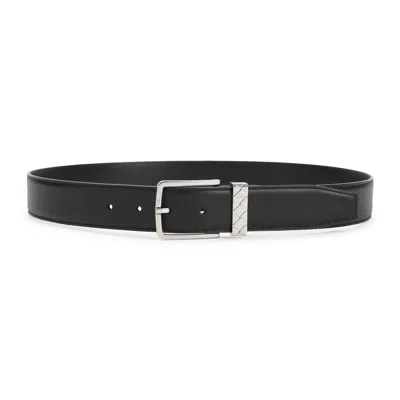 Bottega Veneta Intreccio Leather Belt In Black