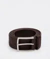 Bottega Veneta Intreccio Leather Belt In Brown