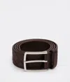 Bottega Veneta Intreccio Leather Belt In Brown