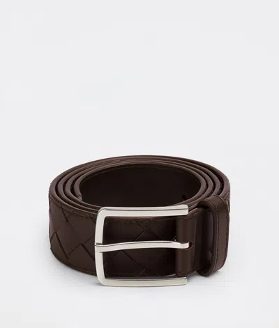 Bottega Veneta Intreccio Leather Belt In Brown