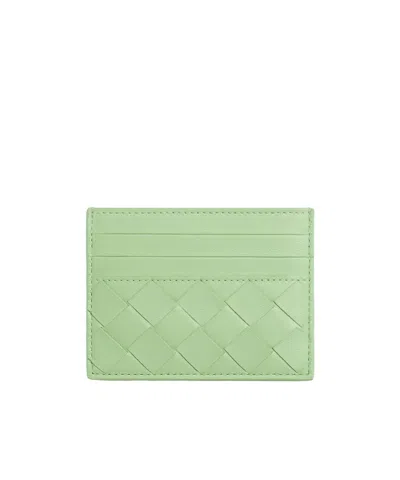 Bottega Veneta Intreccio Leather Cardholder In Green