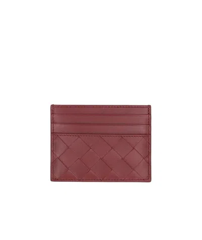 Bottega Veneta Intreccio Leather Cardholder In Red