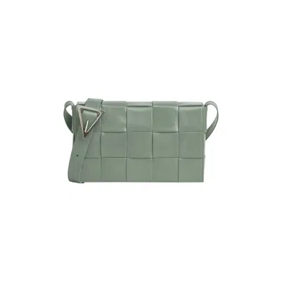 Pre-owned Bottega Veneta Intreccio Leather Cassette Bag 'new Sauge/silver' In Grey