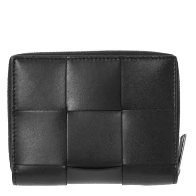 Bottega Veneta Intreccio Leather Cassette Wallet In ["black","silver Tone"]