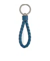 Bottega Veneta Intreccio Leather Keyring In Blue