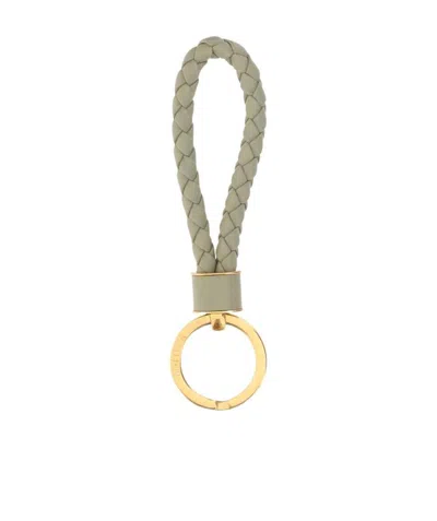 Bottega Veneta Intrecciato Leather Keyring In Verde