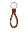 Bottega Veneta Intreccio Leather Keyring In Red