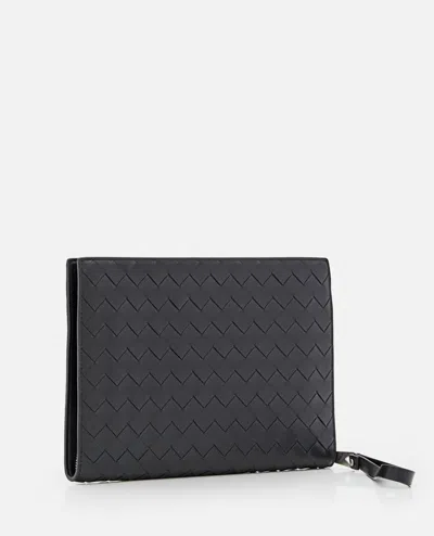 Bottega Veneta Small Document Case  In Braided Leather In Black