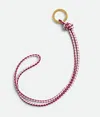 Bottega Veneta Woven Pattern Key Ring In Dark Red / Bliss Washed