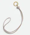 Bottega Veneta Woven Pattern Key Ring In Travertine / Bliss Washed