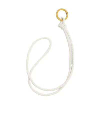 Bottega Veneta Intreccio Long Key Ring In White