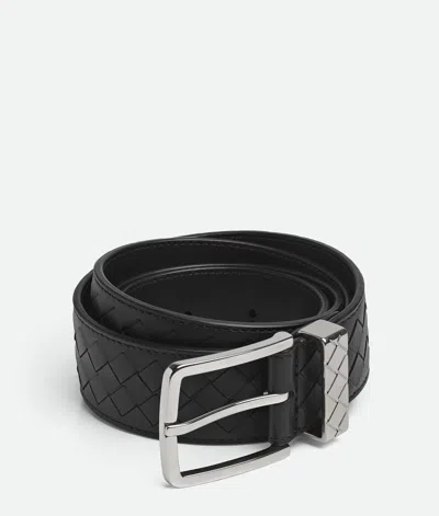 Bottega Veneta Intreccio Loop Belt In Black