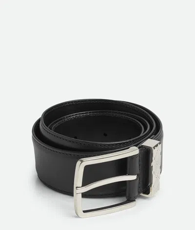 Bottega Veneta Intreccio Buckled Belt In Black