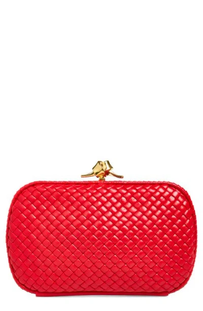 Bottega Veneta Intreccio Minaudière Clutch In Red
