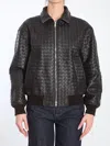 Bottega Veneta Brown Jacket With High Neck And All-over Intrecciato Motif In Leather Woman