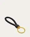 Bottega Veneta Intreccio Napa Lambskin Keychain In Black-gold