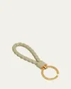 Bottega Veneta Intreccio Napa Lambskin Keychain In Travertine-gold