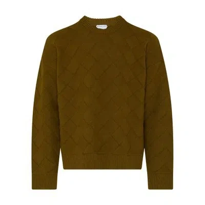 Bottega Veneta Intreccio Patterned Wool Sweater In Green