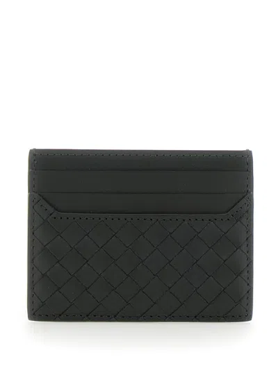 BOTTEGA VENETA BOTTEGA VENETA MEN GREEN CARD HOLDER WITH INTRECCIATO MOTIF IN LEATHER MAN