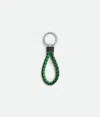 Bottega Veneta Intreccio Key Ring In Black/parakeet