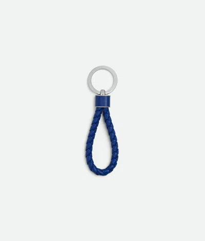 Bottega Veneta Intreccio Key Ring In Blue