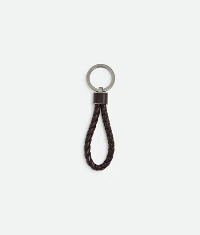Bottega Veneta Intreccio Key Ring In Brown
