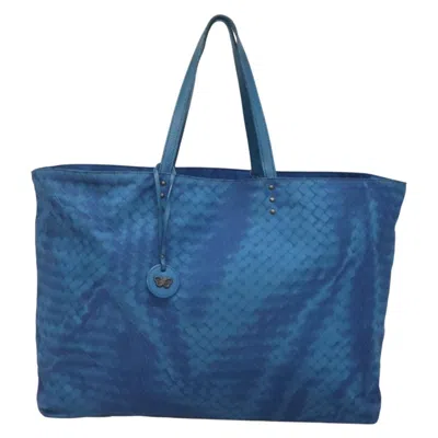 Pre-owned Bottega Veneta Intrecciolusion Blue Nylon Tote Bag ()