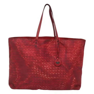Pre-owned Bottega Veneta Intrecciolusion Red Nylon Tote Bag ()